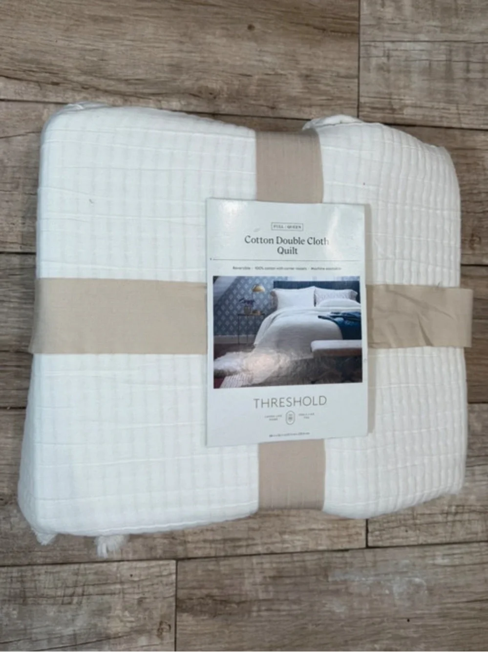 Threshold Cotton Double Cloth Quilt - White With Side Tassels Full/Queen